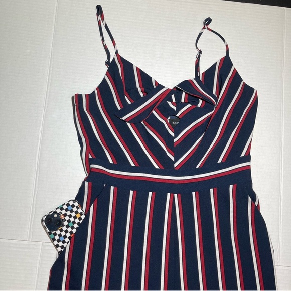 Teeze Me Red, White & Blue Striped Jumpsuit Size 5/6 - Picture 7 of 13